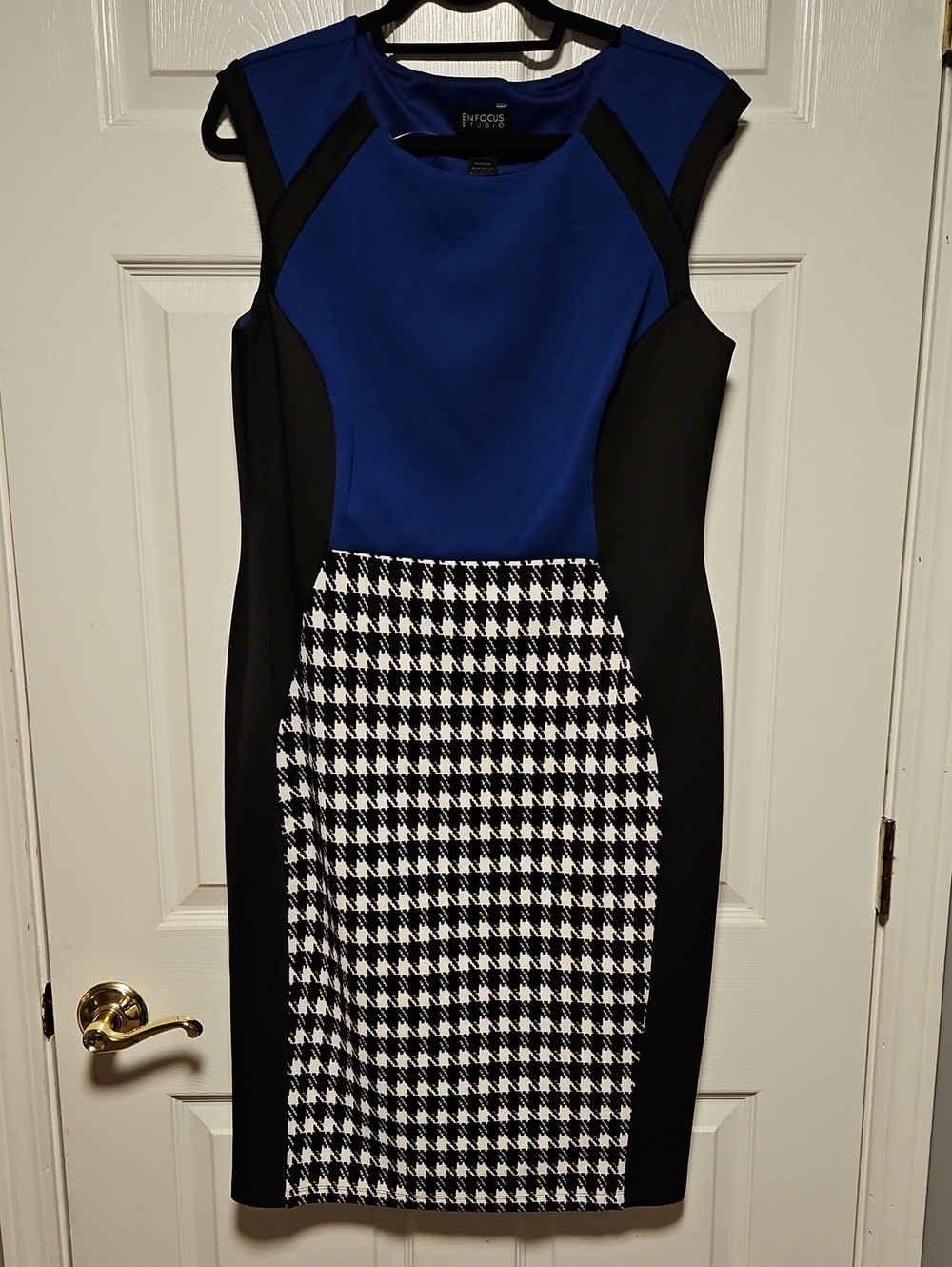 Enfocus Studio Houndstooth Colorblock Sheath Dress